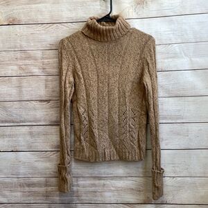 EXPRESS WOOL BLEND TURTLENECK SWEATER IN TAN